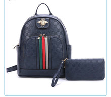 Load image into Gallery viewer, Queen Bee Stripe Embossed Monogram 2-in-1 Backpack Set,bags.
