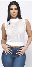 Load image into Gallery viewer, White Sleeveless Cut-Out Knit Top.
