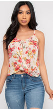 Load image into Gallery viewer, Ivory Flowers Print Spaghetti Strap Wrap Summer Top.
