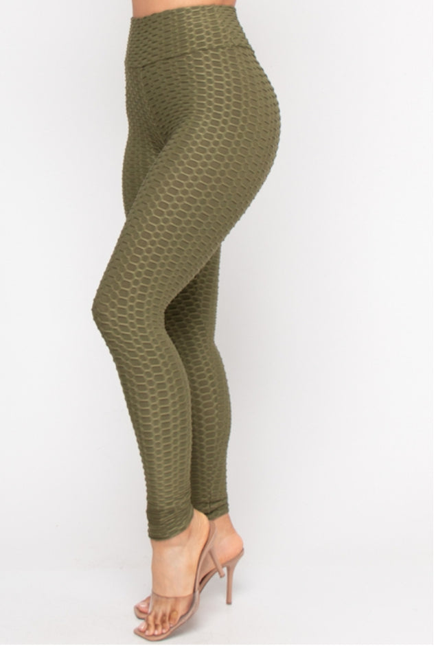 Green Tummy Control High Waist Yoga Pants .